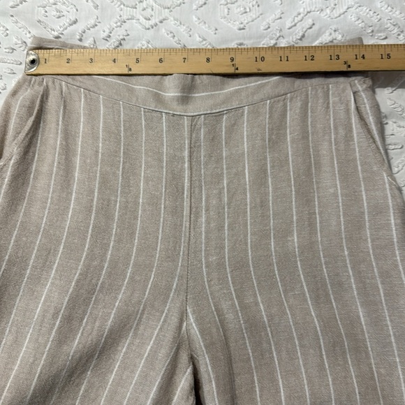 Joie Khaki and White Striped Linen Blend Straight Leg Pants Women’s Size Small - Picture 5 of 7